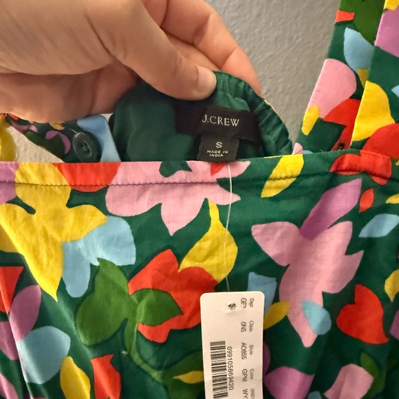 J. Crew Multicolor Floral Tiered Dress with Pom-Strap Detail - Picture 3 of 6